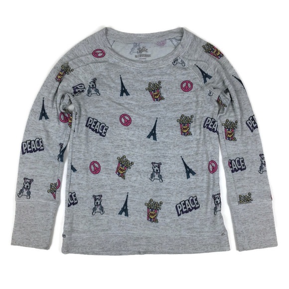 Justice Other - Justice Lightweight Gray Crewneck Emoji Sweatshirt